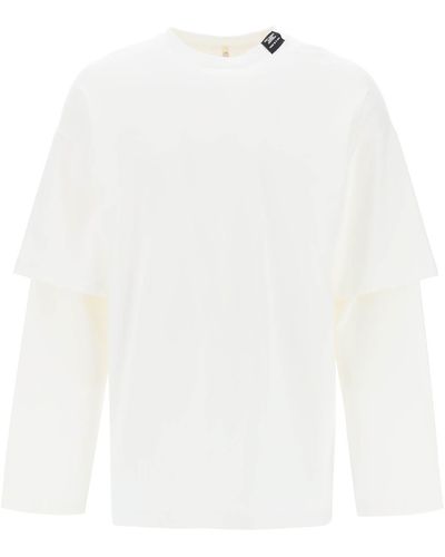 OAMC Langarm geschichtter T -Shirt - Weiß