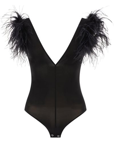 Black Textured Glitter Strappy Bodysuit