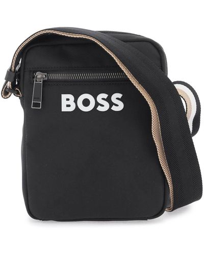BOSS Shoulder Bag With Rubberized Logo - Black