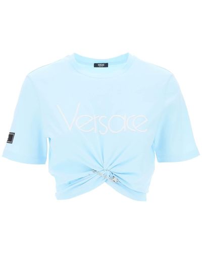 Versace T Shirt Cropped 1978 Re Edition - Blu