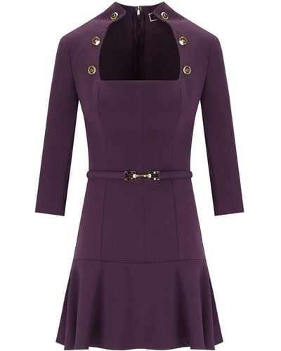 Elisabetta Franchi Purple Kleid mit Knöpfen - Lila
