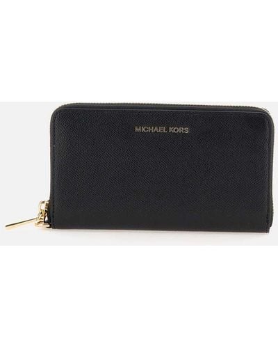 Michael Kors Black Coin Case Leder Brieftasche mit Reißverschluss - Weiß