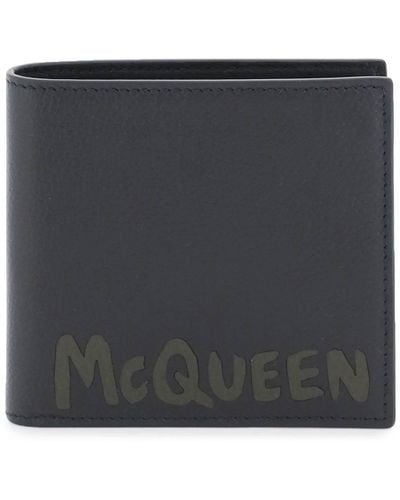 Alexander McQueen Graffiti Bi Fold Wallet - Zwart