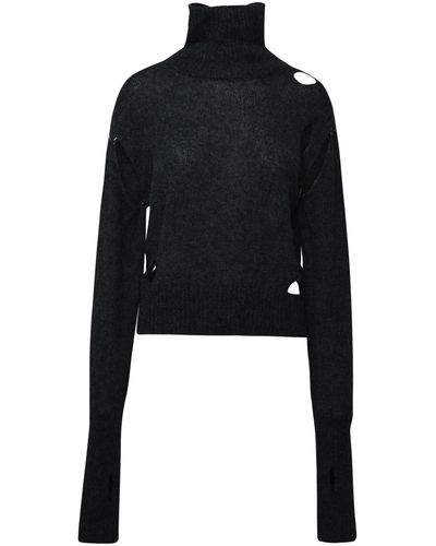 MM6 by Maison Martin Margiela Alpaca Blend Turtleneck Sweater - Black