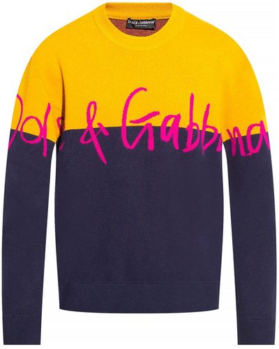 Dolce & Gabbana Dolce Gabbana Logo Sweater - Geel