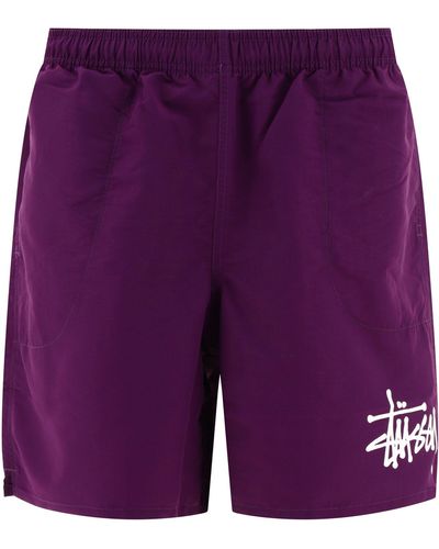 Stussy Big Basic Swim Shorts - Purple