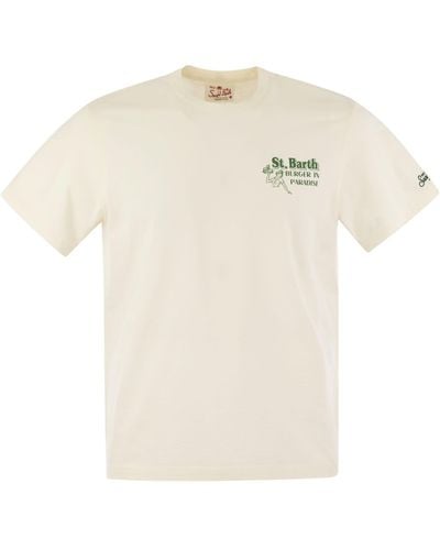 Mc2 Saint Barth T Shirt con estampado en el pecho y espalda - Blanco