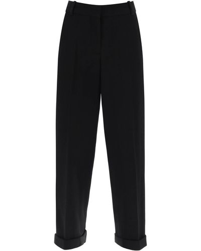 Balmain De lana esposada pantalones de crépe - Negro