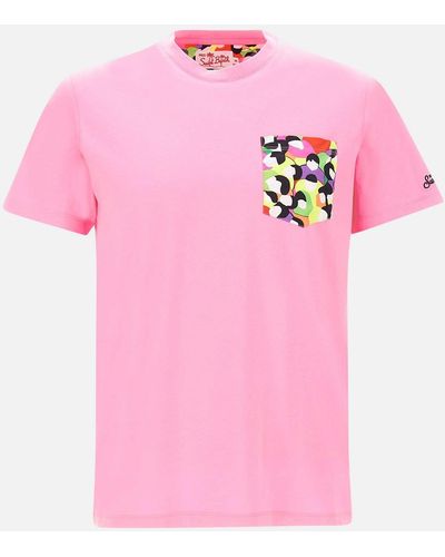 Mc2 Saint Barth Lodola Das Gesicht Baumwoll-T-Shirt - Pink