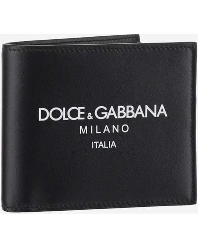 Dolce & Gabbana Kalbskinbiflold -Brieftasche mit Logo - Schwarz