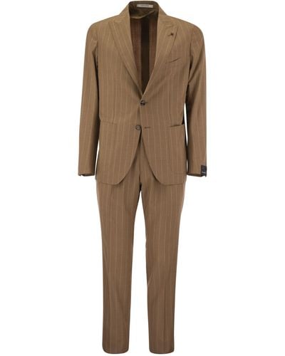 Tagliatore Pinstripe Suit In Wol En Zijde - Naturel