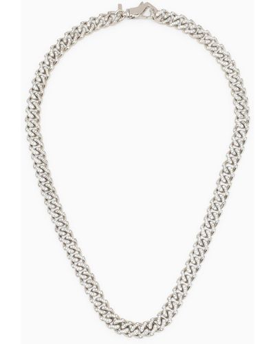 Emanuele Bicocchi 925 Silver Chain Necklace With Crystals - Metallic