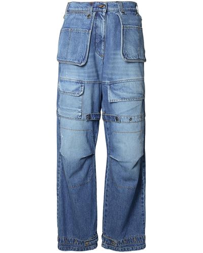 MSGM Blue Cotton Blend Cargo Jeans - Blauw