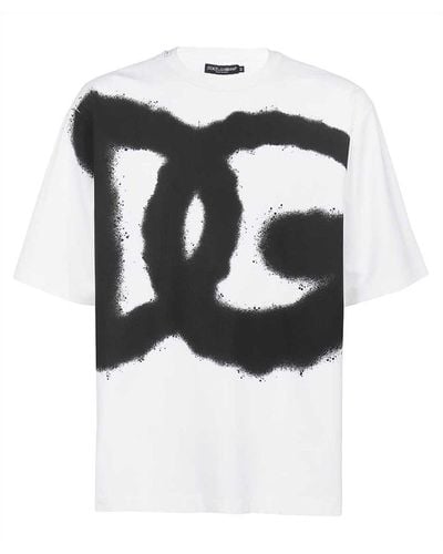 Dolce & Gabbana Kastiges T-Shirt mit Graffiti-Print - Schwarz