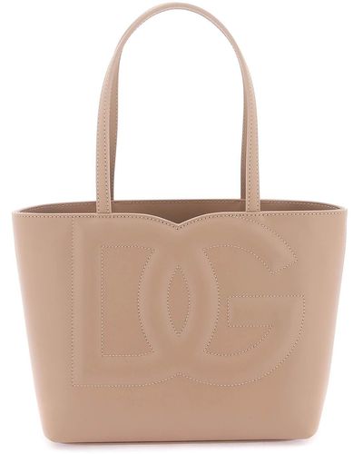 Dolce & Gabbana Borsa Shopping In Pelle Con Logo - Bianco