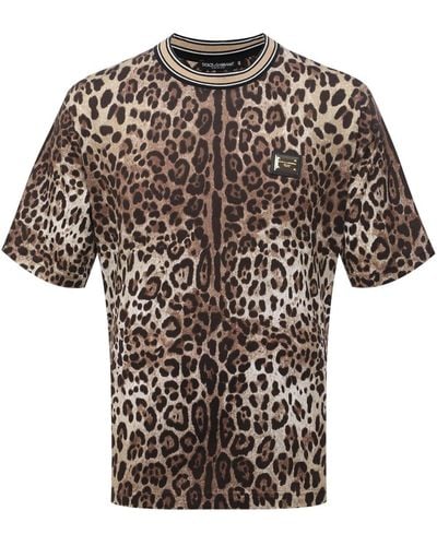 Dolce & Gabbana Leopard Print T -Shirt - Mehrfarbig