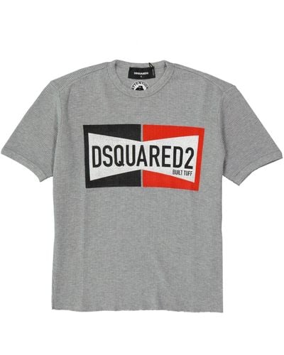 DSquared² T-shirt Met Tweekleurig Logo - Grijs