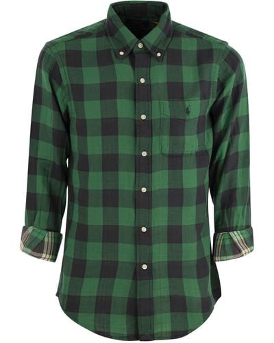 Polo Ralph Lauren Custom ajusté chemise vérifiée - Vert