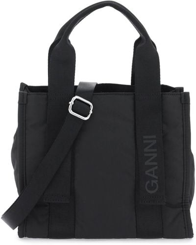 Ganni Tech -Einkaufstasche - Schwarz