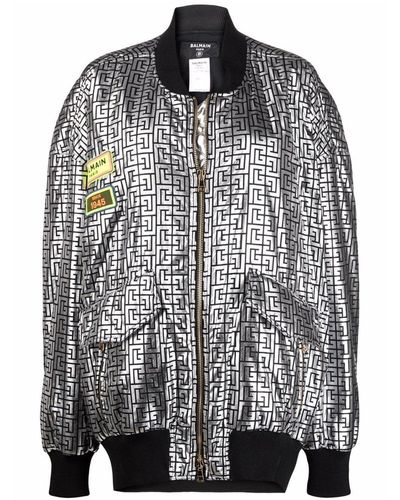 Balmain Metallic Bomberjacke - Schwarz