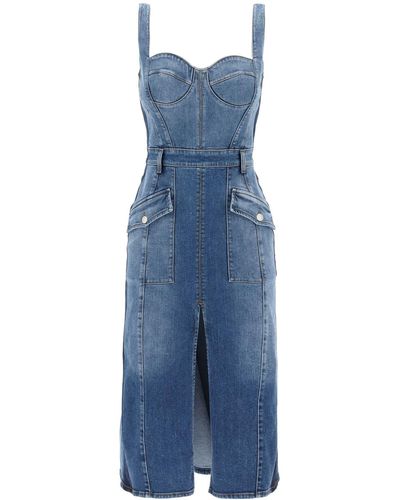 Alexander McQueen Denim Bustier Dress - Blue