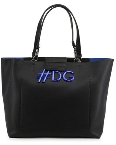 Dolce & Gabbana Zwart Lederen Dauphine #dg Boodschappentas