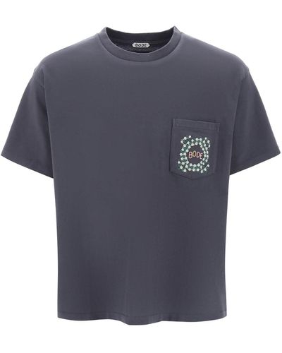 Bode Daisy erzählen nie Crew Neck T -Shirt - Blau