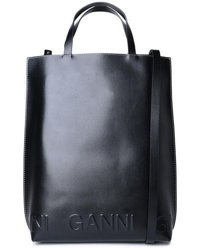 Ganni Medium 'Banner' Black Lear Bag - Azul