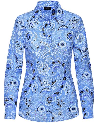 Etro Hellblau Seidenmischhemd