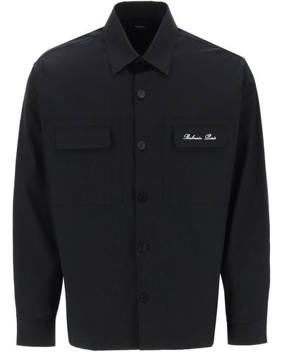 Balmain Overshirt con bordado del logotipo - Negro