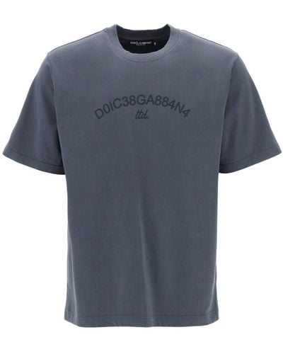 Dolce & Gabbana Baumwoll -T -Shirt mit Logodruck - Blau