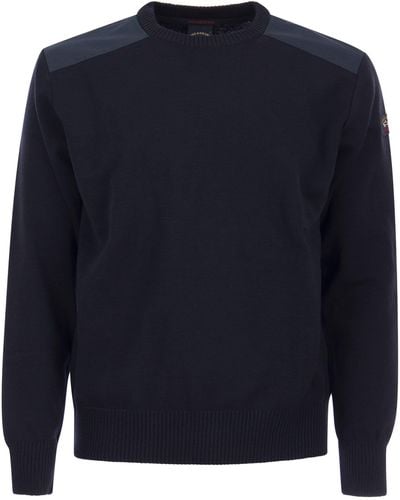 Paul & Shark Wool Crew Neck With Iconic Badge - Blue