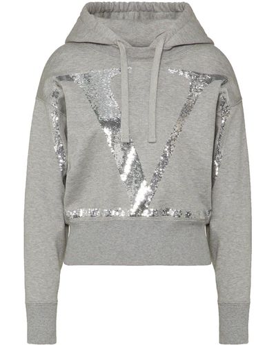 Valentino V Logo Print Sweatshirt - Grau