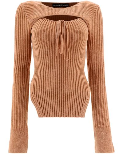 ANDREADAMO Cord ausschneiden Pullover aus - Marrone