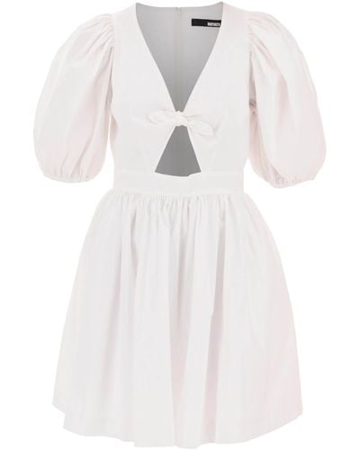 ROTATE BIRGER CHRISTENSEN Drehen Sie das Mini -Kleid mit Ballonärmel und schneiden Sie Details aus - Weiß