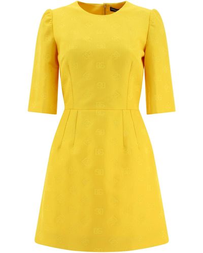 Dolce & Gabbana Dress With "dg" Motif - Yellow