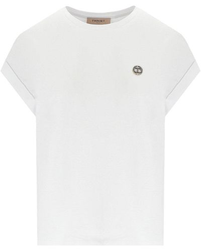 Twin Set White T -Shirt mit Logo - Weiß