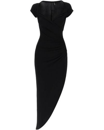 Norma Kamali Midi -jurk Met Zijkant - Zwart