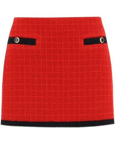 Alessandra Rich Boucle Tweed Mini falda - Rojo
