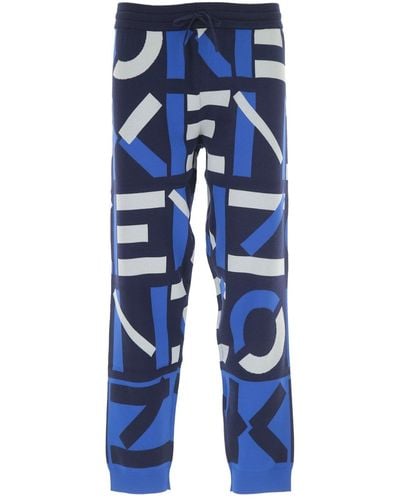 KENZO Pantalon de piste de logo - Bleu