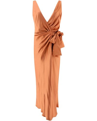 Pinko Elegant Hammered Satin Dress - Orange