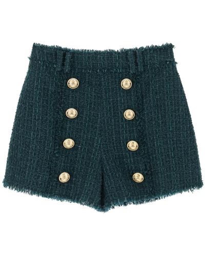 Balmain Shorts In Tweed - Blauw