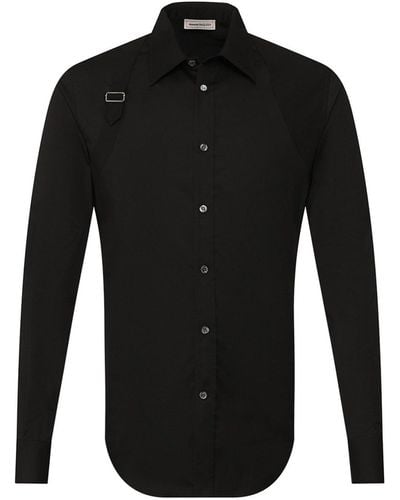 Alexander McQueen Hemd aus Popeline aus einer Baumwollmischung mit Gurt - Schwarz