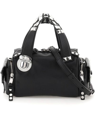 Marc Jacobs 'the Studded Pushlock Mini Satchel' Leren Tas - Zwart