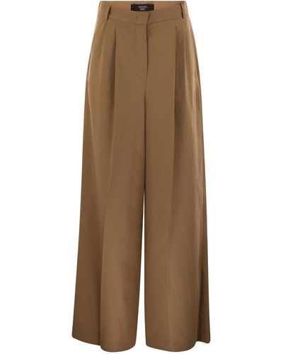 Weekend by Maxmara Diletta Viscose And Linen Flared Pants - Natural