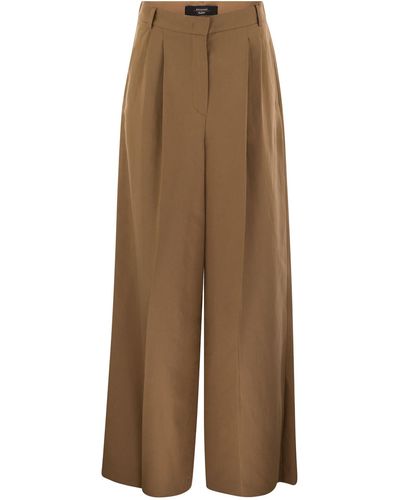 Weekend by Maxmara Diletta Viscose En Linnen Wijd Uitlopende Broek - Naturel