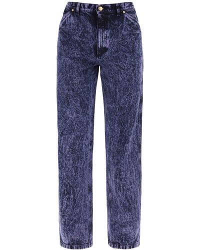 Marni Losse Gemarbulised Denim Jeans In - Blauw