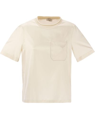 Peserico Camicia di seta con tasca del seno - Bianco
