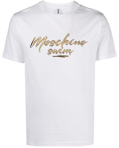 Moschino Swim Cotton Logo T -shirt - Wit