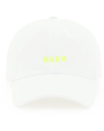 MSGM Baseballcap mit Neon-Logo - Weiß
